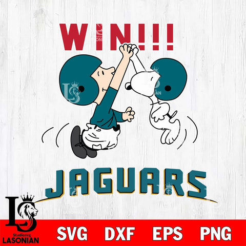 Jacksonville Jaguars Charlie Brown and Snoopy Win Svg Eps Dxf Png File, NFL svg , Digital Download , Instant Download, Cricut File