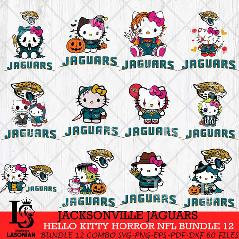Jacksonville Jaguars Hello Kitty Horror NFL Bundle 12 SVG Eps Dxf Png File, NFL svg, Digital Download, Instant Download