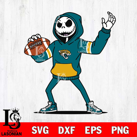 Jacksonville Jaguars Jack Skellington Football Christmas File Cut, NFL SVG DXF EPS PNG FILE, Digital Download , Criucut , Silhouette