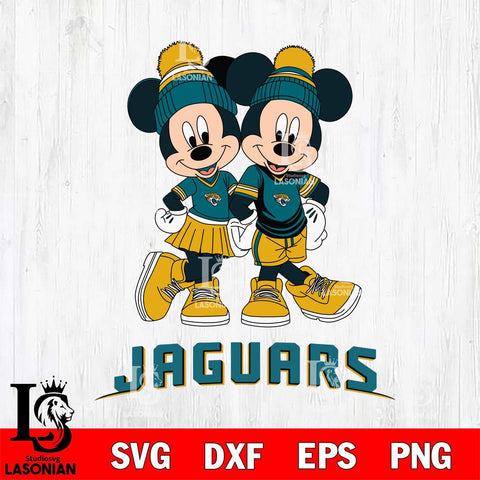 Jacksonville Jaguars Mickey And Minnie Mouse Football Svg Eps Dxf Png File, Bundle NFl svg , File Cut , Digital Download , Instant Download, Laser Cut Svg Files