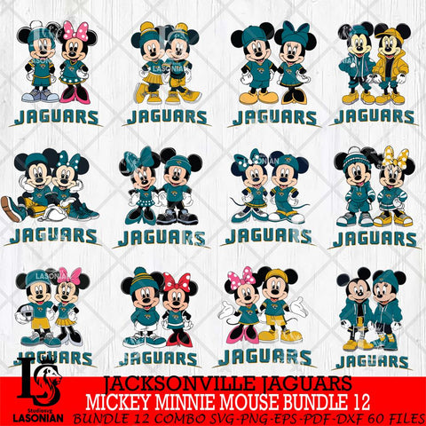 Jacksonville Jaguars Mickey Minnie Mouse NFL Bundle 12 Svg Eps Dxf Png File, Bundle NFl svg , File Cut , Digital Download , Instant Download, Laser Cut Svg Files