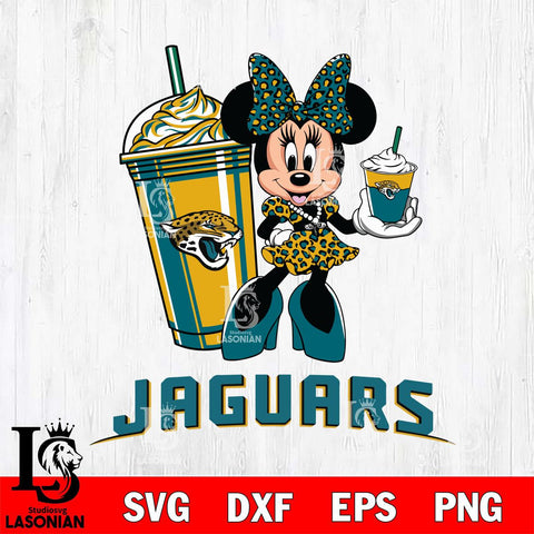 Jacksonville Jaguars Minnie Mouse Fan And Coffee Svg Eps Dxf Png File, Digital Download, Instant Download