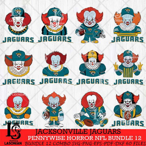 Jacksonville Jaguars Pennywise Horror NFL Bundle 12 SVG Eps Dxf Png File, NFL svg, Digital Download, Instant Download