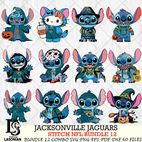 Jacksonville Jaguars Stitch Horror Bundle 12 SVG Eps Dxf Png File, Bundle NFL svg, Digital Download, Instant Download