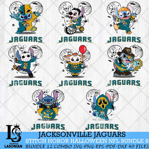 Jacksonville Jaguars Stitch Horror Halloween Bundle 8 Svg Eps Dxf Png File, Digital Download, Instant Download