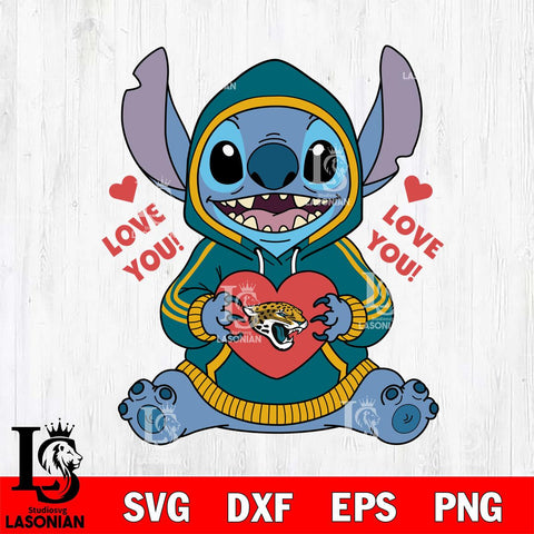 Jacksonville Jaguars Stitch Love You File Cut, NFL SVG DXF EPS PNG FILE, Digital Download , Criucut , Silhouette