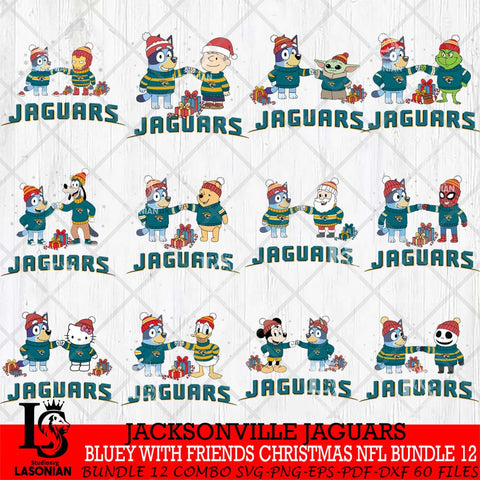Jacksonville Jaguars  Bluey With friends christmas NFL Bundle Cricut,Bundle NFL SVG DXF EPS PNG FILE, Digital Download,Instant Download, Silhouette