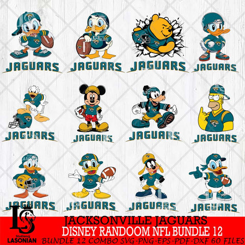 Jacksonville Jaguars  Disney Ramdoom NFL Bundle 12 Cricut,Bundle NFL SVG DXF EPS PNG FILE, Digital Download,Instant Download, Silhouette