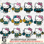 Jacksonville Jaguars  Hello Kitty Cheerleader NFL Bundle 12 SVG Eps Dxf Png File, Digital Download, Instant Download