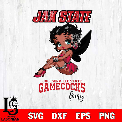 Jacksonville State Gamecocks Beauty Black Fairy Betty Boop, Svg Eps Dxf Png File, Digital Download