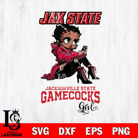 Jacksonville State Gamecocks Beauty Black Fan Girl Football, Svg Eps Dxf Png File, Digital Download