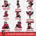 Jacksonville State Gamecocks Black Fan Girl Betty Boop Bundle 9, Svg Eps Dxf Png File, Digital Download