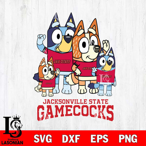 Jacksonville State Gamecocks Bluey & Bingo 7 Svg Eps Dxf Png File, NCAA svg, Digital Download, Instant Download
