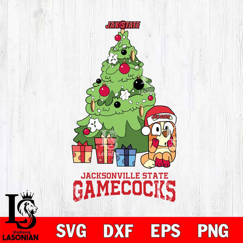 Jacksonville State Gamecocks Bluey Chilli Christmas Tree Svg Eps Dxf Png File, Digital Download