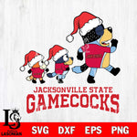 Jacksonville State Gamecocks Bluey Family Christmas Svg Eps Dxf Png File, Digital Download