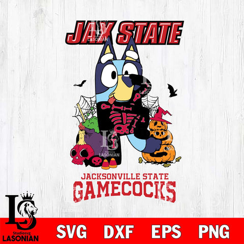 Jacksonville State Gamecocks Bluey Halloween NCAA 2 Svg Eps Dxf Png File, Digital Download, Instant Download