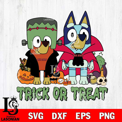 Jacksonville State Gamecocks Bluey Halloween Trick or Treat Svg Eps Dxf Png File, Digital Download, Instant Download