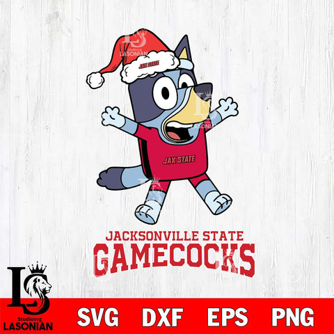 Jacksonville State Gamecocks Bluey Happy Christmas Svg Eps Dxf Png File, Digital Download
