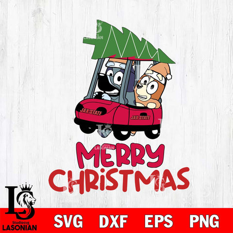 Jacksonville State Gamecocks Bluey Merry Christmas Svg Eps Dxf Png File, Digital Download