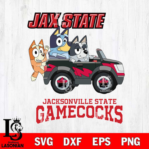 Jacksonville State Gamecocks Bluey friends car Svg Eps Dxf Png File, NCAA svg, Digital Download, Instant Download