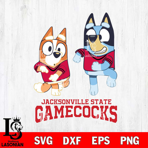 Jacksonville State Gamecocks Bluey with Chilli Dance Svg Eps Dxf Png File, Digital Download, Instant Download