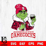 Jacksonville State Gamecocks Boujee Grinch Leopard Christmas Cut Files Cricut, Svg Dxf Eps Png file, Digital download , Silhouette