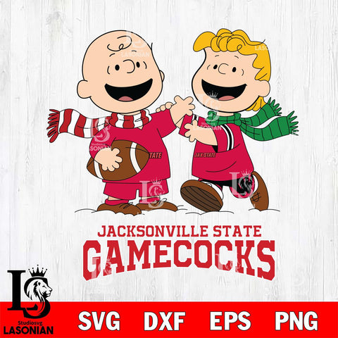 Jacksonville State Gamecocks Charlie Brown & Linus Football Cricut,Christmas SVG DXF EPS PNG FILE, NCAA Digital Download,Instant Download, Silhouette