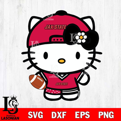 Jacksonville State Gamecocks Cute Hello Kitty Football 10 Svg Eps Dxf Png File, NCAA svg, Digital Download, Instant Download