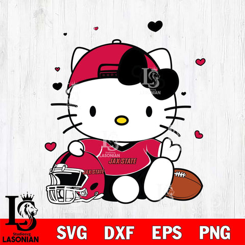 Jacksonville State Gamecocks Cute Hello Kitty Football Svg Eps Dxf Png File, NCAA svg, Digital Download, Instant Download
