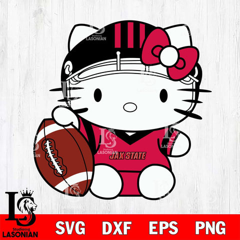 Jacksonville State Gamecocks Cute Hello Kitty Football 5 Svg Eps Dxf Png File, NCAA svg, Digital Download, Instant Download