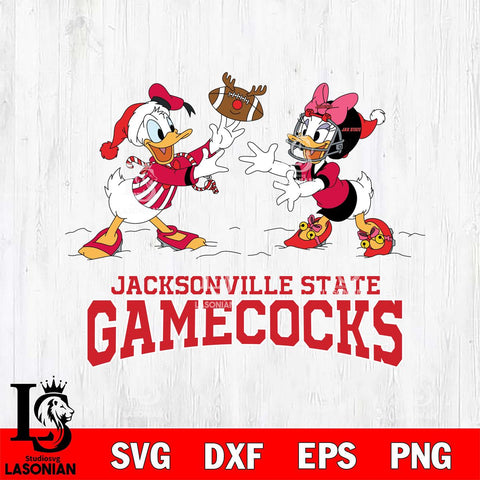 Jacksonville State Gamecocks Donald Duck & Daisy Duck Football Cricut,Christmas SVG DXF EPS PNG FILE, NCAA Digital Download,Instant Download, Silhouette