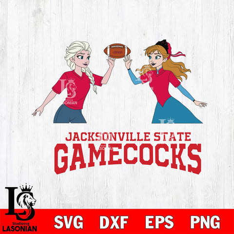 Jacksonville State Gamecocks Elsa & Anna Football Cricut,Christmas SVG DXF EPS PNG FILE, NCAA Digital Download,Instant Download, Silhouette