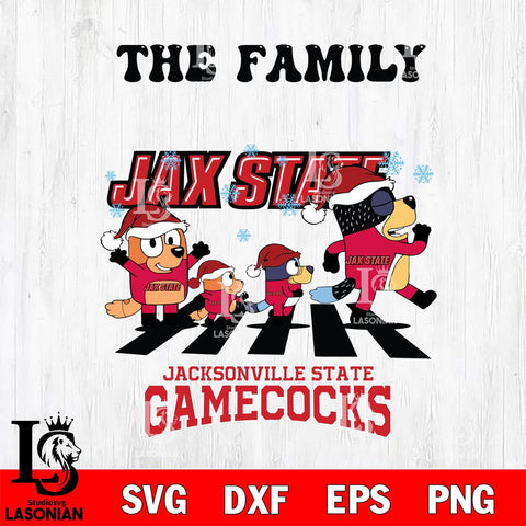 Jacksonville State Gamecocks Family Bluey Christmas Svg Eps Dxf Png File, Digital Download