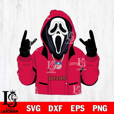 Jacksonville State Gamecocks Ghostface Scream Football Halloween Svg Eps Dxf Png File, NCAA svg, Digital Download, Instant Download