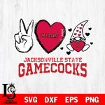 Jacksonville State Gamecocks Gnomes Peace & Love Svg Eps Dxf Png File, Digital Download, Instant Download