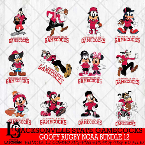 Jacksonville State Gamecocks Goofy Rugby Disney NCAA Bundle 12 SVG DXF EPS PNG FILE,NCAA bundle svg ,Football Digital Download,Instant Download, Silhouette