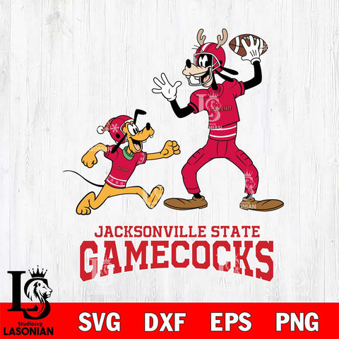 Jacksonville State Gamecocks Goofy & Pluto Football Cricut,Christmas SVG DXF EPS PNG FILE, NCAA Digital Download,Instant Download, Silhouette