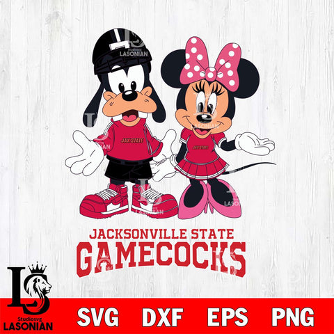 Jacksonville State Gamecocks Goofy and Minnie mouse Football SVG DXF EPS PNG FILE,NCAA svg ,Football Digital Download,Instant Download, Silhouette