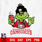 Jacksonville State Gamecocks Grinch with coffee Svg Eps Dxf Png File, Digital Download, Instant Download