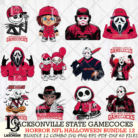 Jacksonville State Gamecocks Halloween Bundle 12 SVG Svg Eps Dxf Png File, NCAA bundle svg, Digital Download, Instant Download