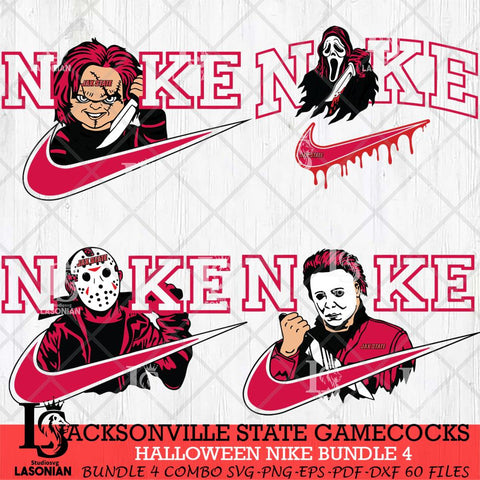 Jacksonville State Gamecocks Halloween Nike NCAA Bundle 4 Svg Eps Dxf Png File, Digital Download, Instant Download