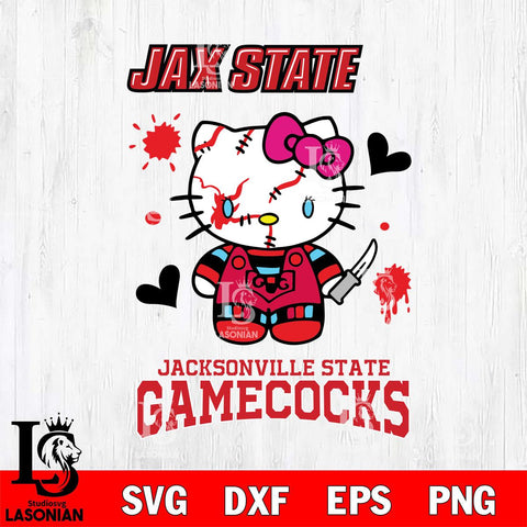 Jacksonville State Gamecocks Hello Kitty Horror 2 Svg Eps Dxf Png File, Digital Download