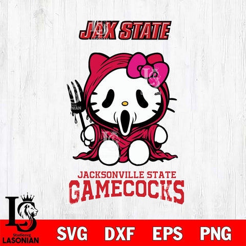 Jacksonville State Gamecocks Hello Kitty Horror 4 Svg Eps Dxf Png File, Digital Download