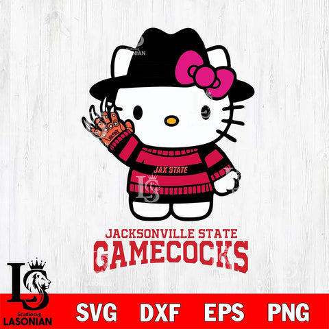 Jacksonville State Gamecocks Hello Kitty Horror 6 Svg Eps Dxf Png File, Digital Download