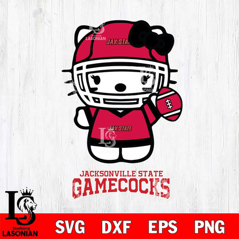 Jacksonville State Gamecocks Hello Kitty NCAA 1 Svg Eps Dxf Png File, Digital Download, Instant Download