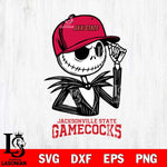 Jacksonville State Gamecocks Jack Skellington 3 Halloween Svg Eps Dxf Png File, NCAA svg, Digital Download, Instant Download