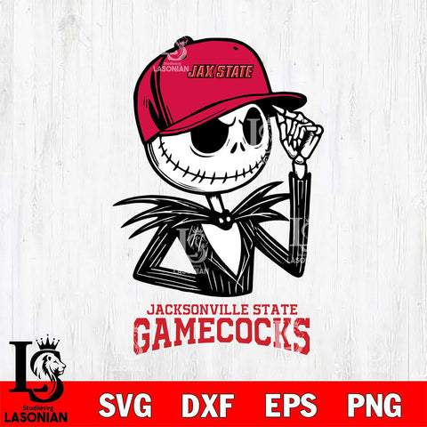 Jacksonville State Gamecocks Jack Skellington 3 Halloween Svg Eps Dxf Png File, NCAA svg, Digital Download, Instant Download