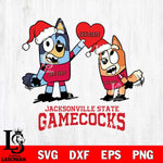 Jacksonville State Gamecocks Love Bluey Christmas Svg Eps Dxf Png File, Digital Download