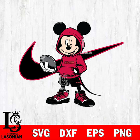 Jacksonville State Gamecocks Mickey Wearing Hoodie Sport Svg Eps Dxf Png File, NCAA svg, Digital Download, Instant Download