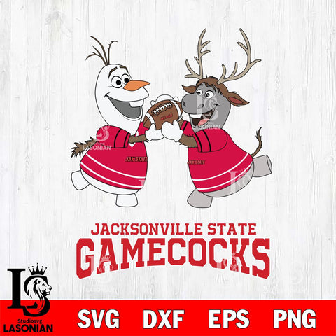 Jacksonville State Gamecocks Olaf & Sven Football Cricut,Christmas SVG DXF EPS PNG FILE, NCAA Digital Download,Instant Download, Silhouette
